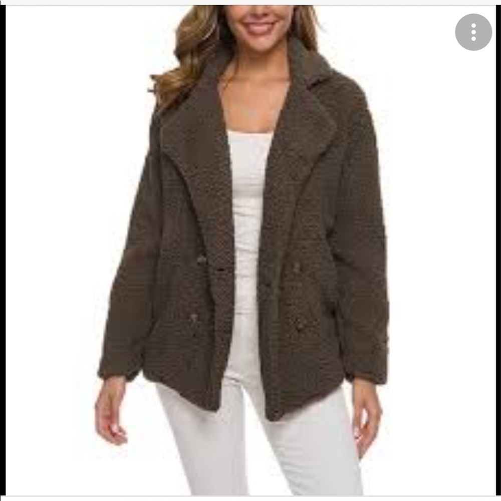 Soft Olive Green Sherpa Jacket Size Large